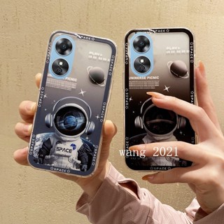 พร้อมส่ง ใหม่ เคสโทรศัพท์มือถือ ซิลิโคนนิ่ม ใส บางมาก กันกระแทก ลายการ์ตูนนักบินอวกาศน่ารัก สําหรับ OPPO A58 A78 4G 2023 A58 4G