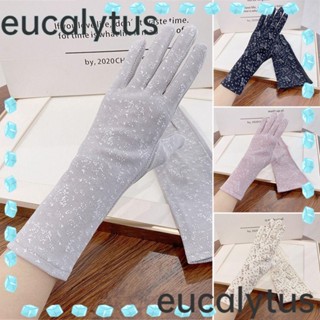 Eucalytus1 ถุงมือ ผ้าฝ้าย ลายดอกไม้ เหมาะกับฤดูร้อน สําหรับขี่จักรยาน