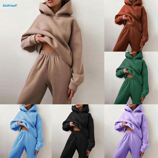 【HODRD】Trendy Womens Sweatshirt and Pant Set Warm Hooded Tracksuit Fashionable Outfits【Fashion】