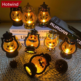 Hotwind โคมไฟ LED รูปฟักทองผีน่ากลัว สําหรับแขวนตกแต่งบ้าน ปาร์ตี้ฮาโลวีน J2P8