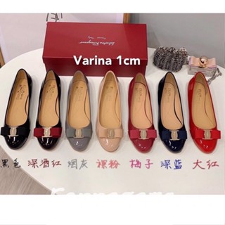 Ferragamoรองเท้าหนังวัวส้นแบน7สีนําเข้าแฟชั่นสําหรับผู้หญิงไซซ์34-41