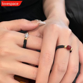 Lovespace แหวนลูกปัด ทองแดง ถักมือ ปรับได้ เรียบง่าย สร้างสรรค์ เครื่องประดับ สําหรับผู้ชาย ผู้หญิง คู่รัก P8Y4