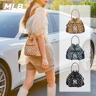 กระเป๋า MLB YORK YANKEE JACQUARD Women ปรับสายได้ กระเป๋าทรงถัง กระเป๋าผ้าแคนวาส