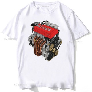 เสื้อยืดแขนสั้นลําลอง พิมพ์ลาย Civic Type R EK9 B16B Engine JDM สีขาว แฟชั่นฤดูร้อน สไตล์ฮิปฮอป สําหรับผู้ชาย