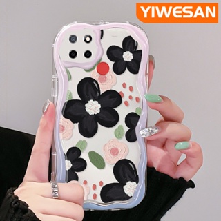 เคสโทรศัพท์มือถือแบบนิ่ม ใส ลายภาพวาดสีน้ํามัน รูปดอกไม้ สีดํา หลากสี สําหรับ Realme C12 C15 C21 C25 C25s Narzo 20 Narzo 30A Narzo 50A