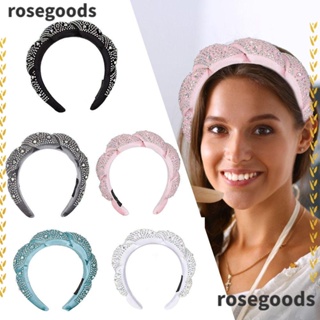 ที่คาดผมฟองน้ํา กันลื่น ประดับพลอยเทียม สําหรับสปาหน้า ล้างหน้า ROSEGOODS1