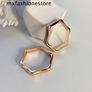 Mxfashione แหวนคู่รัก แฟชั่นวินเทจ หกเหลี่ยม เครื่องประดับ อุปกรณ์เสริม คัพโรนิกเกิล ของขวัญวันวาเลนไทน์ สไตล์เกาหลี เครื่องประดับ