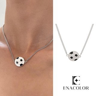 เครื่องประดับ จี้โลหะ รูปฟุตบอล Enacolor Enamel แบบเรียบง่าย DIY สําหรับผู้หญิง