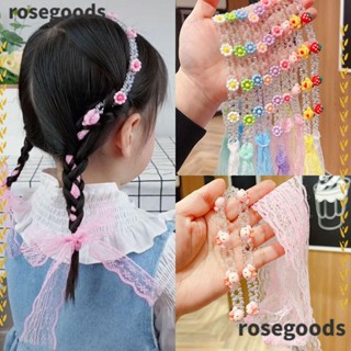 Rosegoods1 ที่คาดผมชีฟอง ประดับมุก ลูกไม้ หรูหรา สําหรับเด็กผู้หญิง 2 ชิ้น