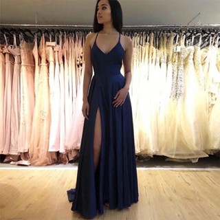 Amazon ชุดราตรียาว ผ้าซาติน สีฟ้าอ่อน เป็นทางการ สําหรับผู้หญิง