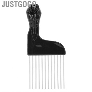 Justgogo Metal Hair Pick  Portable Detangle Styling Comb Salon Curly for Long Thick Home Travel