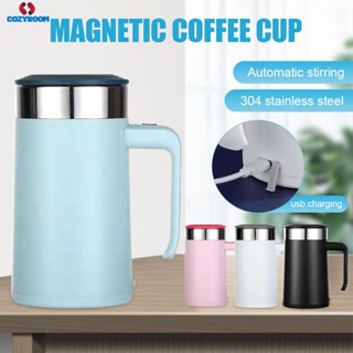 แก้วกวนตัวเองสแตนเลสกาแฟนมผสมถ้วยกาแฟชานมปั่น 450 มล. USB ชาร์จความร้อนถ้วยไฟฟ้าขี้เกียจถ้วยฉนวนซินเทีย