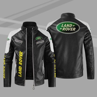 เสื้อแจ็กเก็ตหนัง แขนยาว กันฝน กันลม พิมพ์ลายโลโก้ Land Rover สําหรับรถยนต์