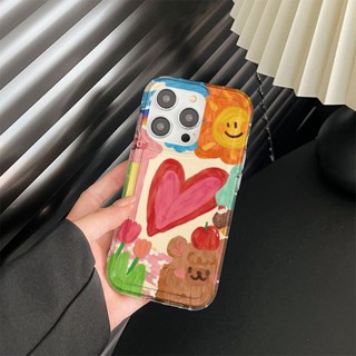 Yiki|เคสโทรศัพท์มือถือ TPU แบบนิ่ม ลายกราฟฟิตี้หมี สําหรับ Vivo X90 Pro X90 X80 Pro X80 X70 Pro X70 S1 V27E V23E V21E V21 V20 Pro V20 V15