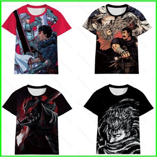 Sqt BERSERK เสื้อยืดลําลอง แขนสั้น พิมพ์ลายอนิเมะ 3D พลัสไซซ์ แฟชั่น สําหรับผู้ชาย และผู้หญิง