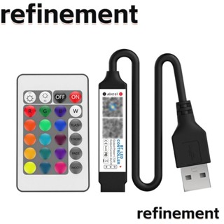 Refinement ตัวควบคุมบลูทูธ ตัวควบคุมระยะไกล RF ปรับความสว่างได้ แถบไฟ LED ควบคุมผ่านแอพเพลง USB 5V หรี่แสงได้ สําหรับเทปไฟ