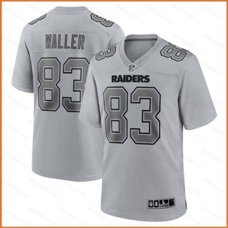 Fb NFL เสื้อยืดกีฬา แขนสั้น พิมพ์ลาย Las Vegas Raiders Jersey Darren Waller สีเทา พลัสไซซ์