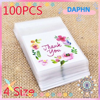 Daphs ถุงคุกกี้ บิสกิต ลายดอกไม้ มีกาวในตัว 100 ชิ้น