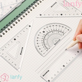 Lanfy ชุดไม้โปรแทรกเตอร์ ทรงสามเหลี่ยม ไม้บรรทัด แบบใส เรียบง่าย อเนกประสงค์ เครื่องเขียน สําหรับวาดภาพ