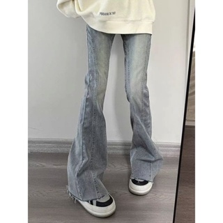 DaDuHey🎈 American-Style Retro Womens Light-Colored Skinny Jeans High Waist Elastic Slim Fit Wide-Leg Pants