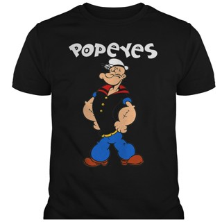 [S-5XL]ขายดี เสื้อยืดแขนสั้น ผ้าฝ้าย ลาย Popeyes สีดํา สําหรับผู้ชาย NClfgn41ILenjf34