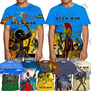 เสื้อยืดแขนสั้น พิมพ์ลาย Stick War Legacy 3 มิติ แฟชั่นสําหรับเด็กผู้ชาย