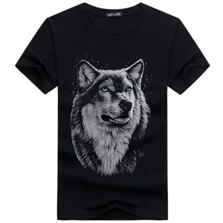 2023 Summer Trendy Loose New Style 3D Wolf Head Short-Sleeved t-Shirt Men Plus Fat Size Youth Half-Sleeved t_03