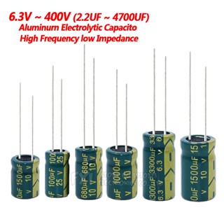 ตัวเก็บประจุอลูมิเนียม ความถี่สูง ต่ํา ESR 6.3V 10V 16V 25V 35V 50V 100UF 220UF 330UF 470UF 680UF 1000UF 1500UF 2200UF 3300UF