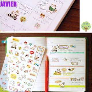 Javier สติ๊กเกอร์ใสลายการ์ตูนแมวน่ารักสําหรับตกแต่งสมุดไดอารี่ 6 แผ่น/ชุด Diy