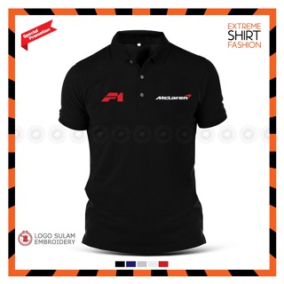 เสื้อยืดโปโล ผ้าฝ้าย พิมพ์ลายโลโก้ McLaren F1 Sports Car V12 Engine Coupe Racing Baju สําหรับผู้ชาย