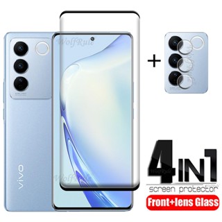 4-in-1 ฟิล์มกระจกนิรภัยกันรอยหน้าจอ ทรงโค้ง 9H สําหรับ Vivo V27 Pro Vivo V27 Pro Vivo V27 Pro