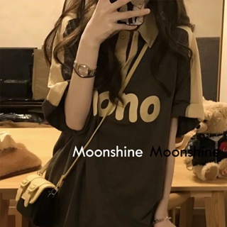 Moon เสื้อครอป เสื้อแฟชั่นผู้หญิง y2k สีพื้น สําหรับผู้หญิง ใส่ไปคลับ ปาร์ตี้ 2023 NEW 23033113