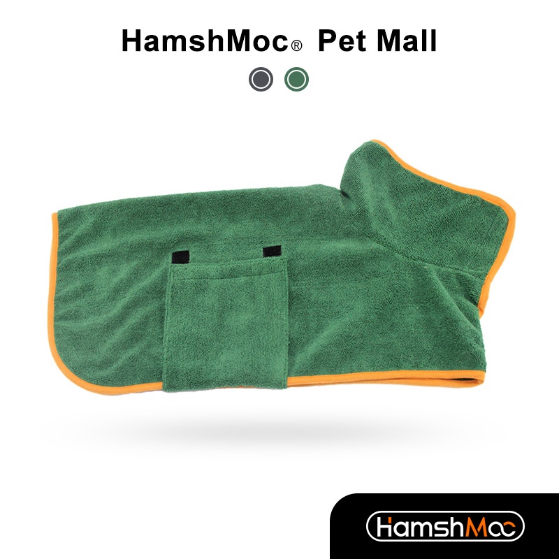 HamshMoc Super Absorbent Dog Drying Coat Fast Drying Dog เสื้อคลุมอาบน้ําผ้าเช็ดตัวไมโครไฟเบอร์นุ่มปรับชุดสุนัขขนาดกลางขนาดเล็ก
