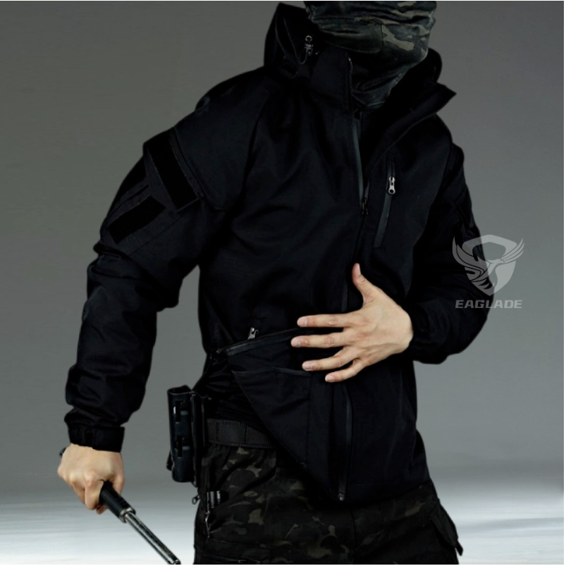 Eaglade เสื้อแจ็กเก็ตยุทธวิธี JT-QX2 กันน้ํา สีดํา สําหรับขี่รถจักรยานยนต์ - รูปที่ 4