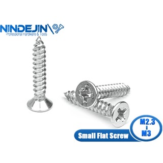 สกรูหัวแบน ชุบนิกเกิล ขนาดเล็ก M1 M2 M2.5 M3 M3.5 M4 M5 สําหรับคอมพิวเตอร์ 50-100 ชิ้น