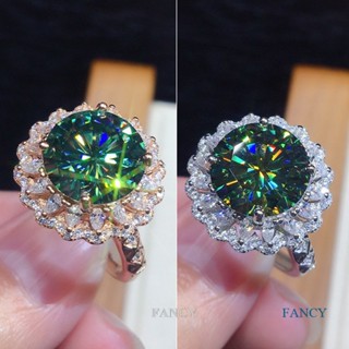 Fancy แหวนหมั้น ประดับเพทาย ลูกบาศก์ สีเขียว หรูหรา เครื่องประดับ สําหรับผู้หญิง งานแต่งงาน