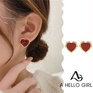 A HELLO GIRL ต่างหูเข็มเงิน เกรด S925 ทรงไม่สมมาตร สไตล์เกาหลี สําหรับผู้หญิง