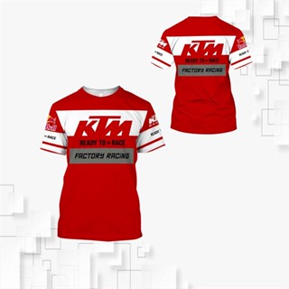 เสื้อยืดลําลอง พิมพ์ลาย KTM Racing 3D โอเวอร์ไซซ์ แฟชั่นฤดูร้อน สําหรับผู้ชาย และผู้หญิง