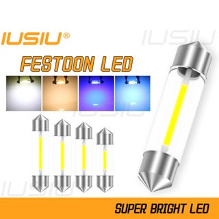 Iusiu Festoon หลอดไฟสัญญาณ LED C5W C10W 31 มม. 36 มม. 39 มม. 41 มม. 12V สีขาวอบอุ่น สําหรับติดเพดานรถยนต์