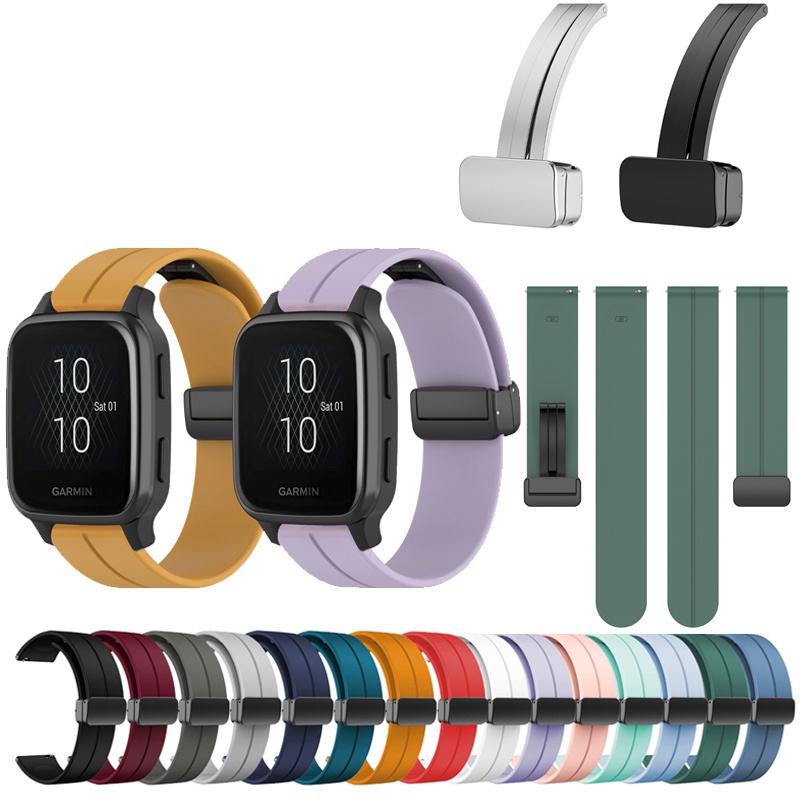สายนาฬิกาข้อมือซิลิโคน พร้อมเข็มกลัดแม่เหล็ก สําหรับ Garmin Venu SQ2 SQ Music