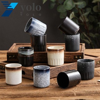 Yolo แก้วชาเซรามิค แฮนด์เมด ไม่มีหูจับ สไตล์ญี่ปุ่น สําหรับพิธีชงชา