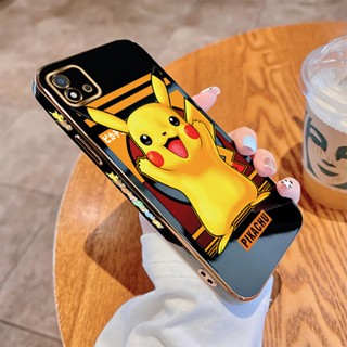 เคสโทรศัพท์มือถือ แบบนิ่ม ลายการ์ตูนปิกาจู ขอบสี่เหลี่ยม หรูหรา สําหรับ Realme C2 C3 C11 2021 C12 C15 C20 C20A C25 C25S