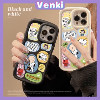 VENKI - Case สำหรับ iPhone 11 Pro Max เคส TPU Soft Frosted Bubble Case สีดำสีขาวน่ารักการ์ตูนสุนัขป้องกันกล้องกันกระแทกสำหรับ iPhone 14 13 12 11 Plus Pro Max 7 Plus X XR