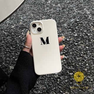 For เคสไอโฟน 14 Pro Max [Simple M Cream] เคส Phone Case For iPhone 14 Pro Max Plus 13 12 Mini 11 For เคสไอโฟน11 Ins Korean Style Retro Classic Couple Shockproof Protective TPU Cover Shell