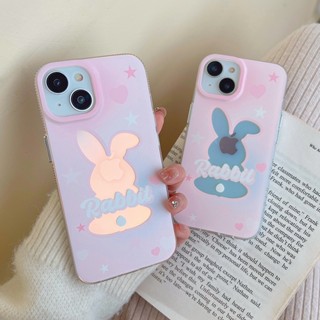 เคสป้องกันโทรศัพท์มือถือ ลายกระต่าย สองด้าน สําหรับ iPhone 11 14 Plus 12 13 Pro Max