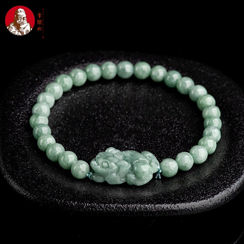 สร้อยข้อมือ ประดับลูกปัดหยกธรรมชาติ ขนาดเล็ก สีเขียว สําหรับผู้หญิง