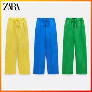 Zara ใหม่ กางเกงผ้าลินินบริสุทธิ์ สําหรับผู้หญิง 3264503 520