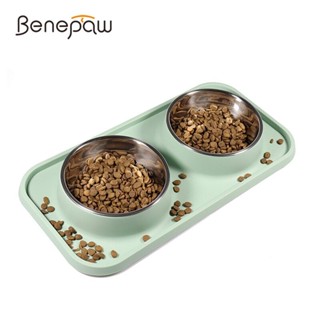 Benepaw ชามให้อาหาร สเตนเลส กันลื่น ทนทาน ทําความสะอาดง่าย สําหรับสัตว์เลี้ยง สุนัข แมว