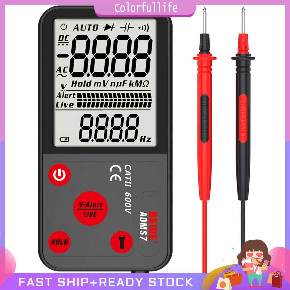 ✿CF✿ คุณภาพสูง ADMS7 มัลติมิเตอร์แบบดิจิตอลแบบพกพาอัตโนมัติ AC/DC เครื่องวัดแรงดันไฟฟ้า Ohm Tester L