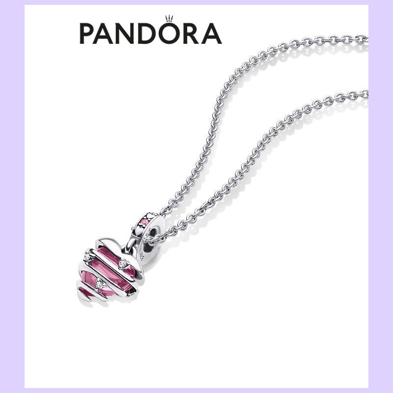Pandora Pandora สร้อยคอเงิน 925 จี้รูปหัวใจ หรูหรา